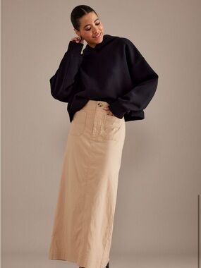 MAEVE by Anthropologie | Colette Linen Blend Maxi Skirt in Cedar, M
